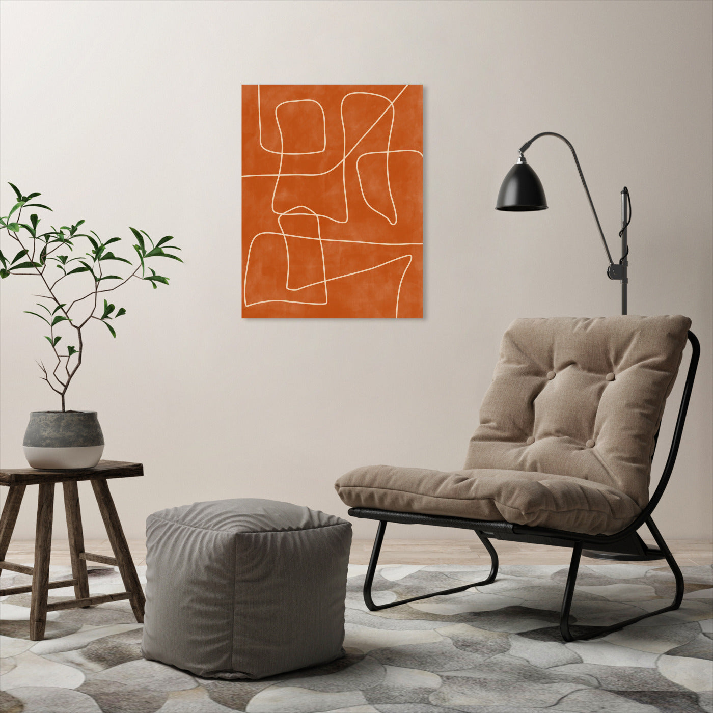 Terracotta Burnt Orange Abstract Shapes 2 by The Print Republic - Canvas, Poster or Framed Print