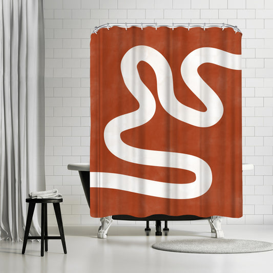 Terracotta Burnt Orange Abstract Shapes 4 by The Print Republic - Shower Curtain, Shower Curtain, 74" X 71"