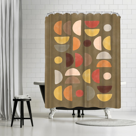 Terracotta Yellow Geometric Shapes 3 by The Print Republic - Shower Curtain, Shower Curtain, 74" X 71"
