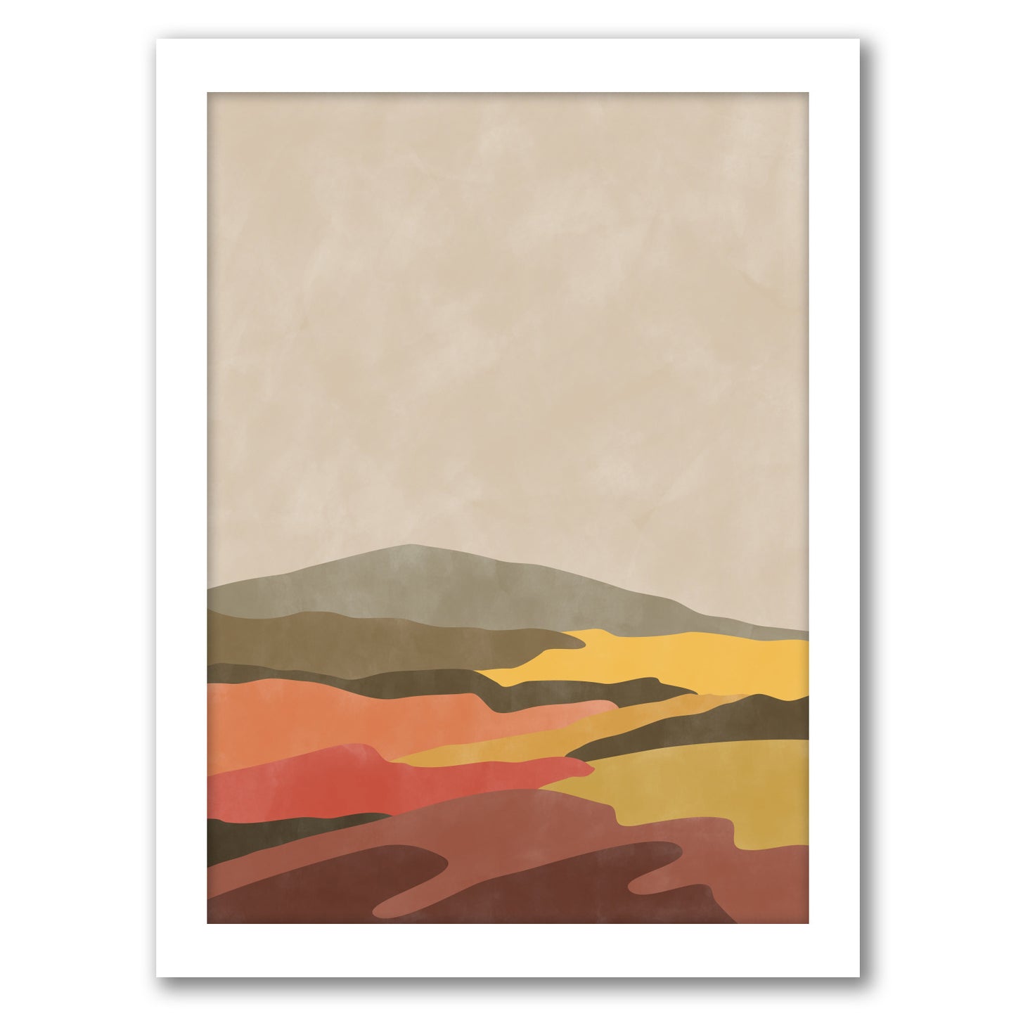Vintage Terracotta Yellow Landscape Boho 1 by The Print Republic - Canvas, Poster or Framed Print