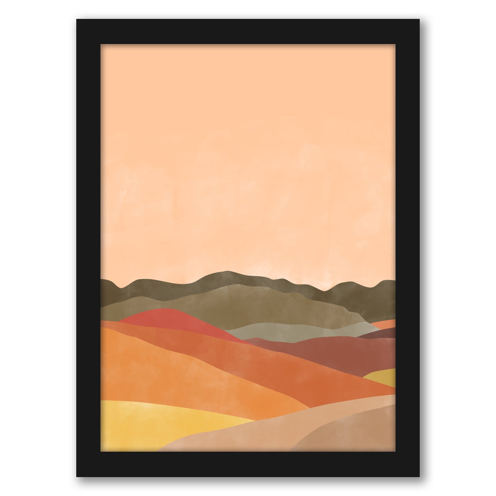 Vintage Terracotta Yellow Landscape Boho 2 by The Print Republic - Canvas, Poster or Framed Print