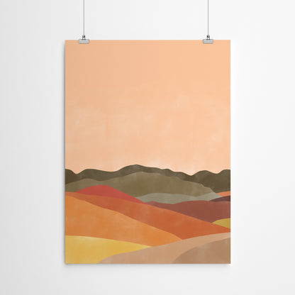 Vintage Terracotta Yellow Landscape Boho 2 by The Print Republic - Canvas, Poster or Framed Print