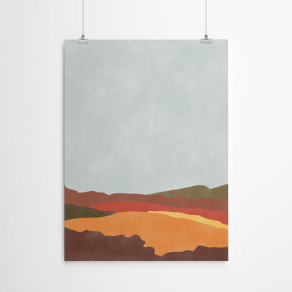 Vintage Terracotta Yellow Landscape Boho 4 by The Print Republic - Canvas, Poster or Framed Print
