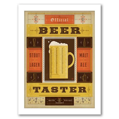 Official Beer Taster by Man Cave - White Framed Print - Wall Art - Americanflat