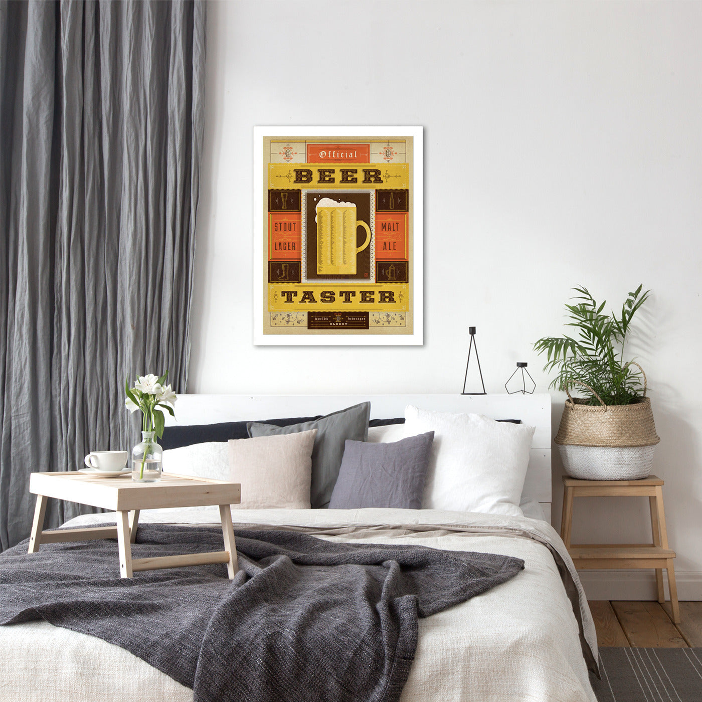 Official Beer Taster by Man Cave - White Framed Print - Wall Art - Americanflat