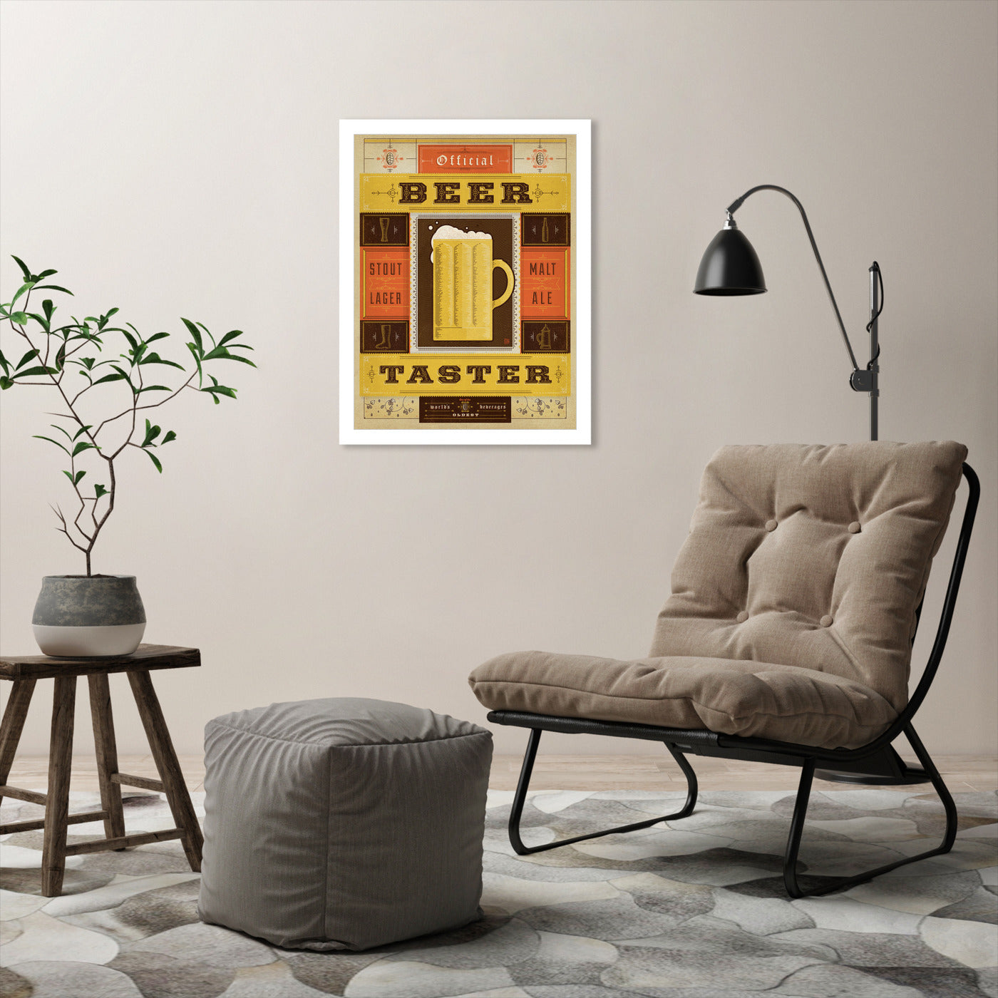 Official Beer Taster by Man Cave - White Framed Print - Wall Art - Americanflat
