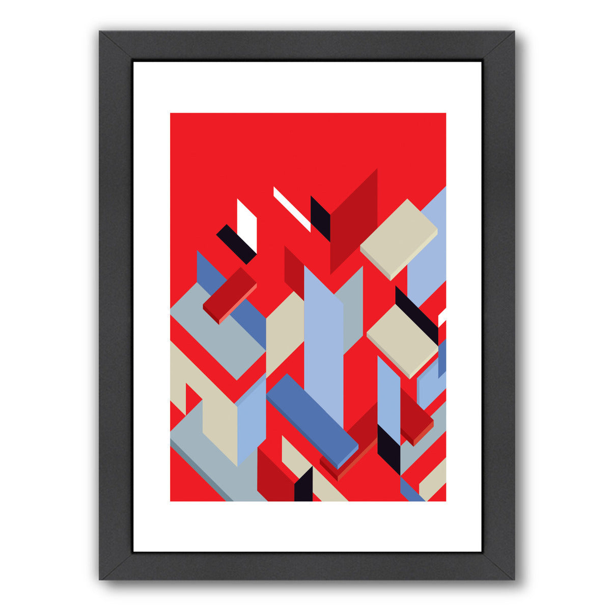 Mies Pieces Red by Visual Philosophy Framed Print - Americanflat
