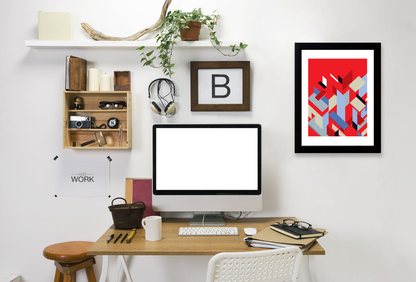 Mies Pieces Red by Visual Philosophy Framed Print - Americanflat