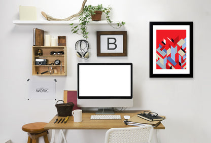 Mies Pieces Red by Visual Philosophy Framed Print - Americanflat