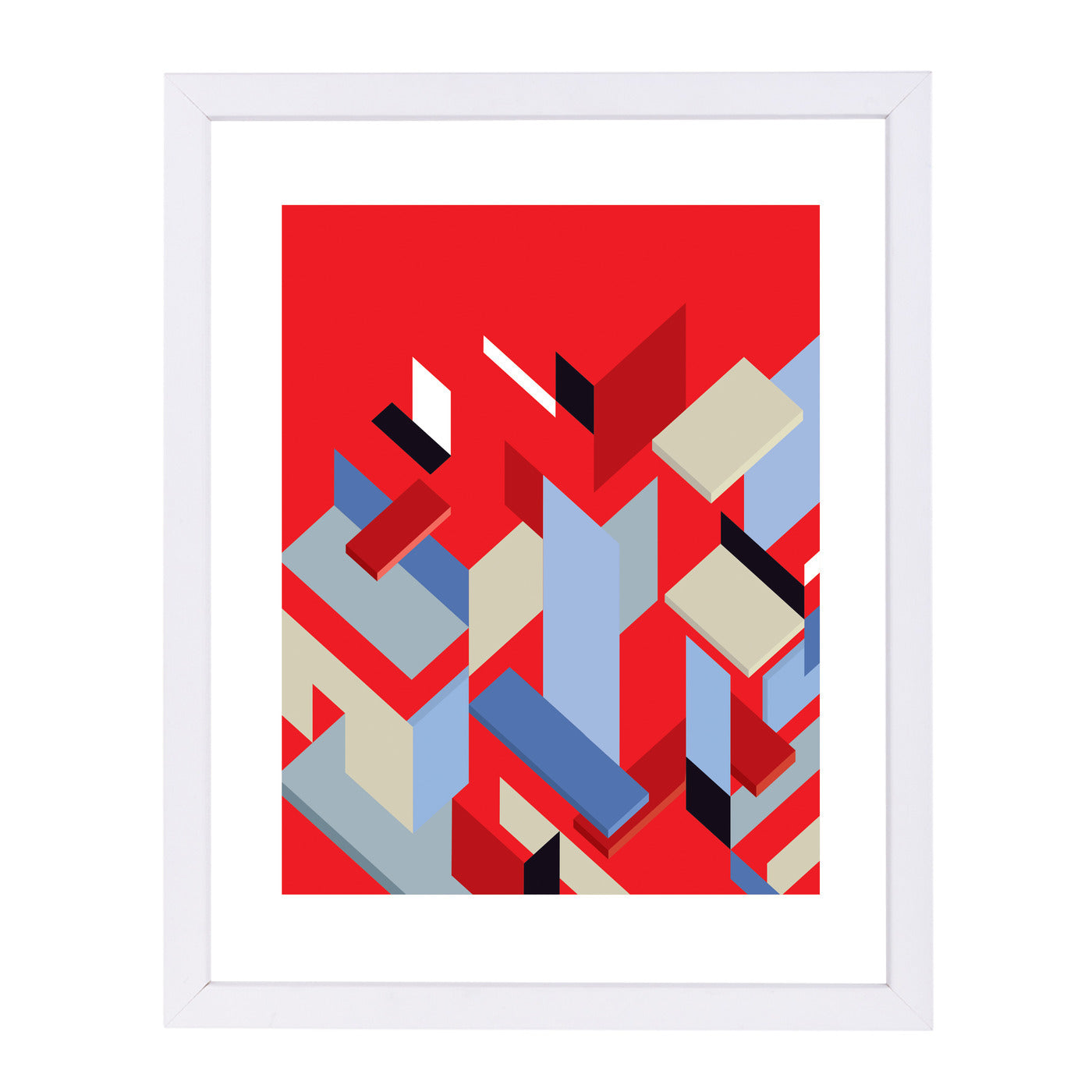 Mies Pieces Red by Visual Philosophy Framed Print - Americanflat