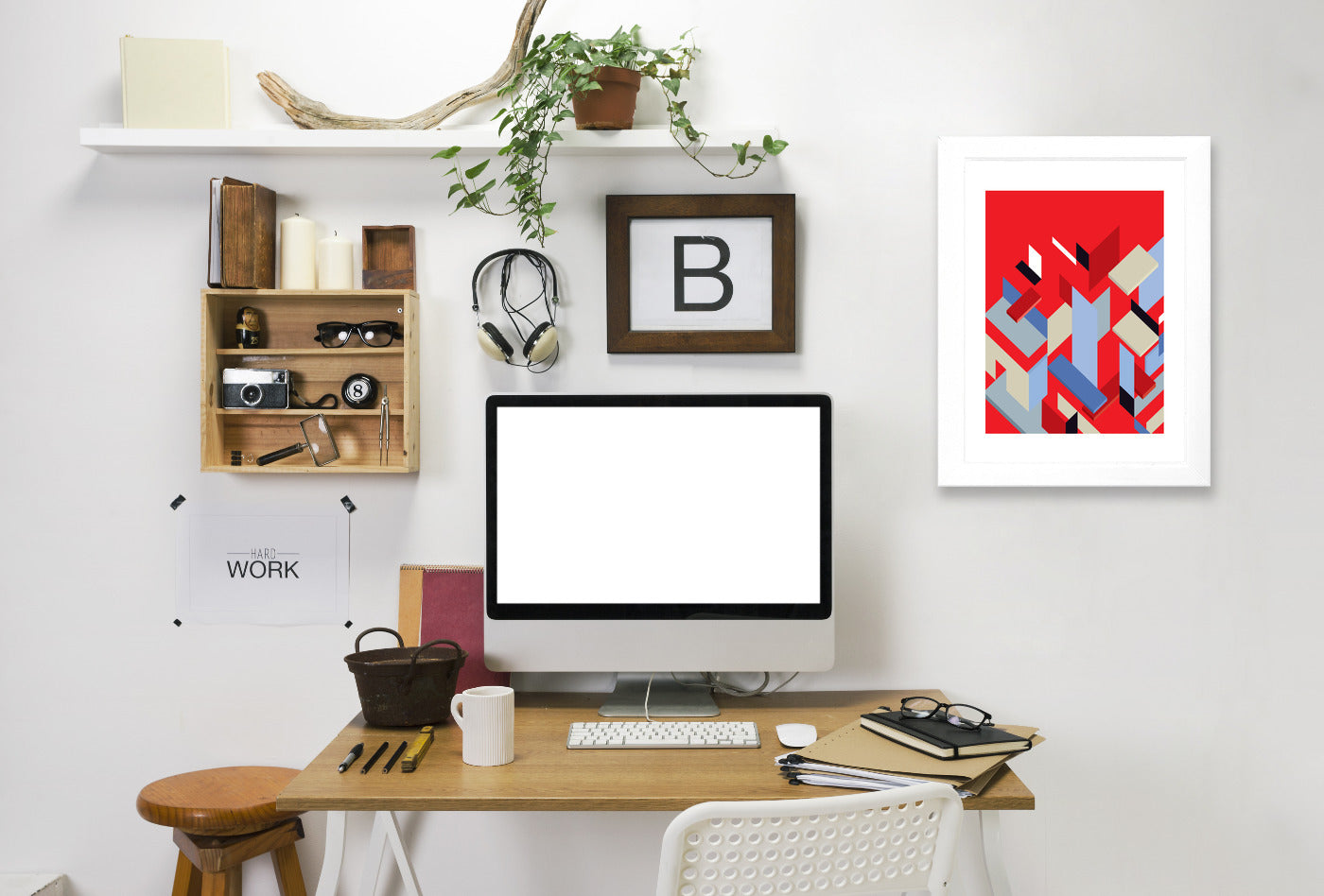 Mies Pieces Red by Visual Philosophy Framed Print - Americanflat