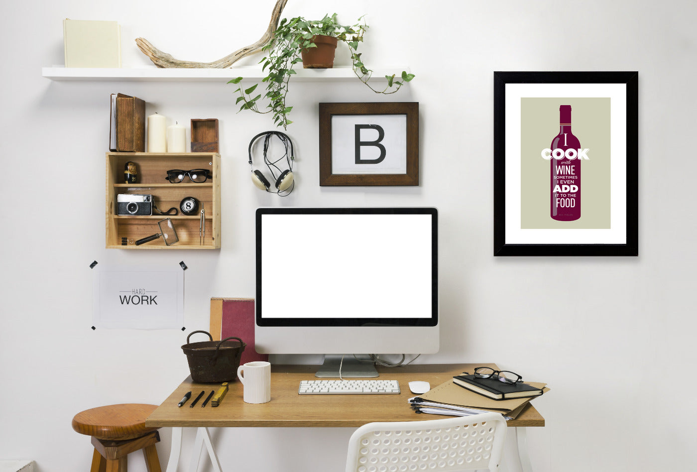 I Cook With Wine by Visual Philosophy Framed Print - Americanflat