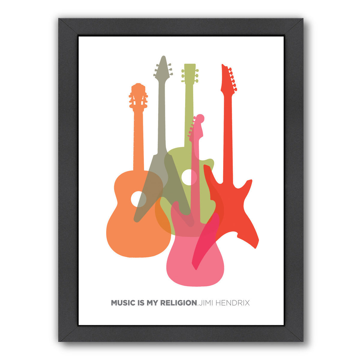 Music Is My Religion Hendrix by Visual Philosophy Framed Print - Americanflat
