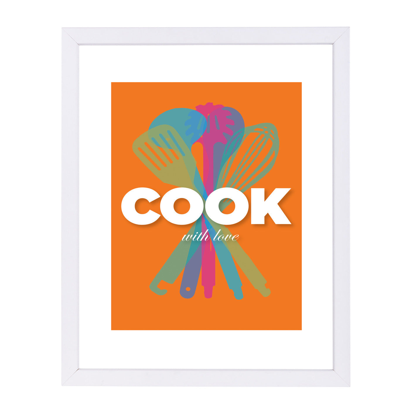 Cook With Love Orange by Visual Philosophy Framed Print - Americanflat
