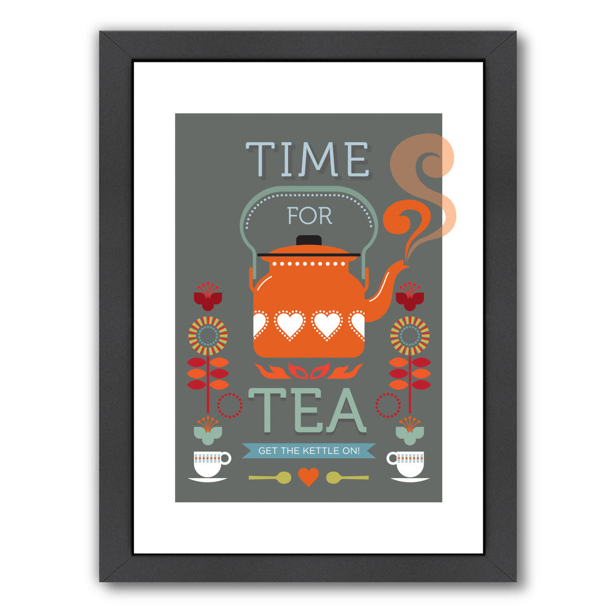 Time For Tea Orange by Visual Philosophy Framed Print - Americanflat