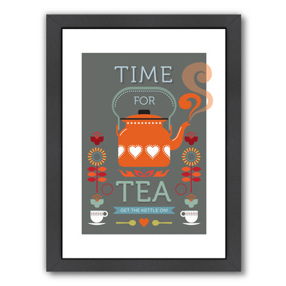 Time For Tea Orange by Visual Philosophy Framed Print - Americanflat