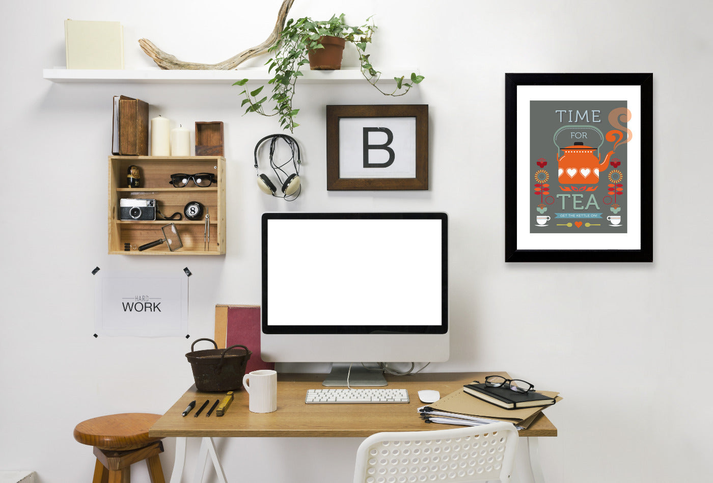 Time For Tea Orange by Visual Philosophy Framed Print - Americanflat