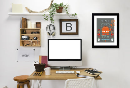 Time For Tea Orange by Visual Philosophy Framed Print - Americanflat
