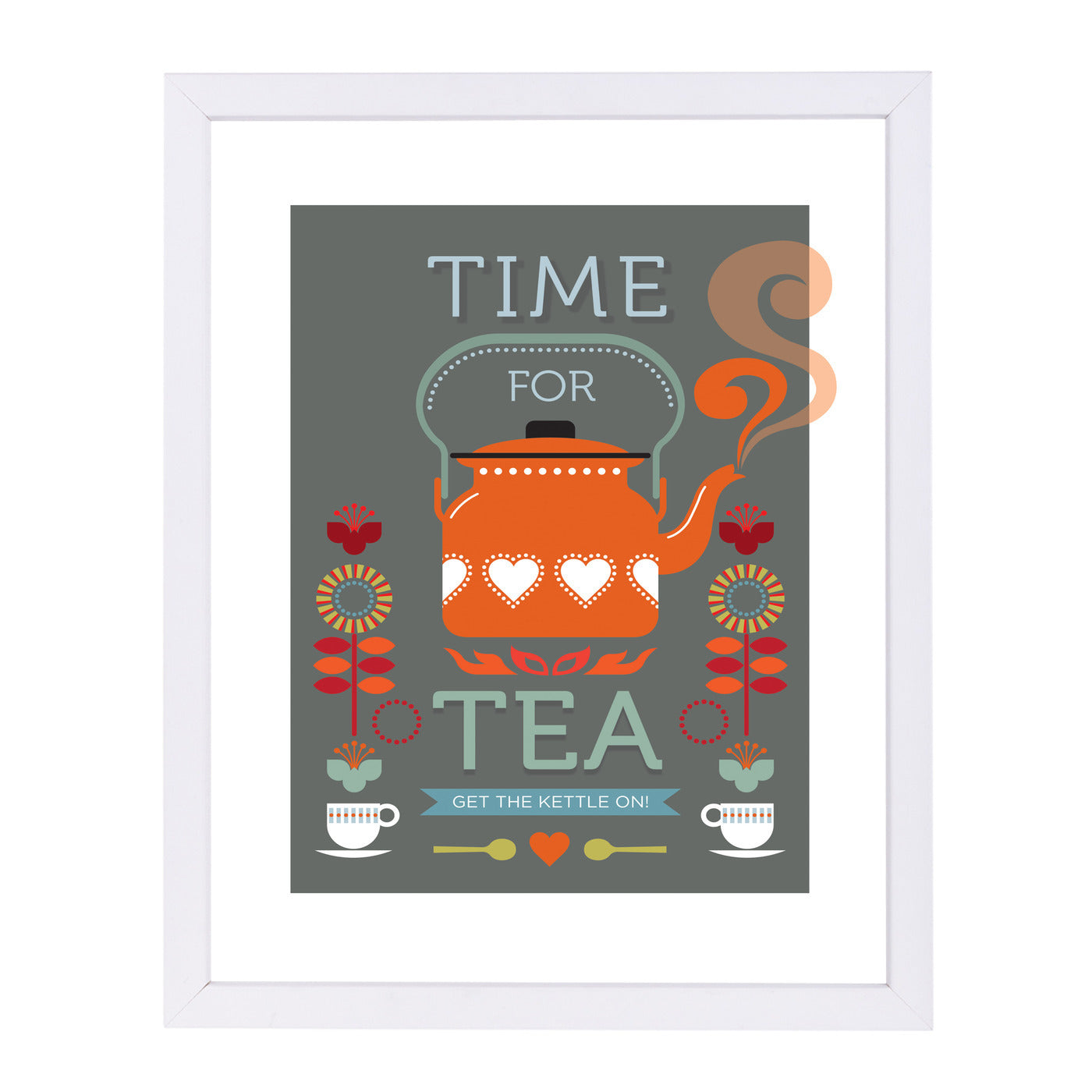 Time For Tea Orange by Visual Philosophy Framed Print - Americanflat
