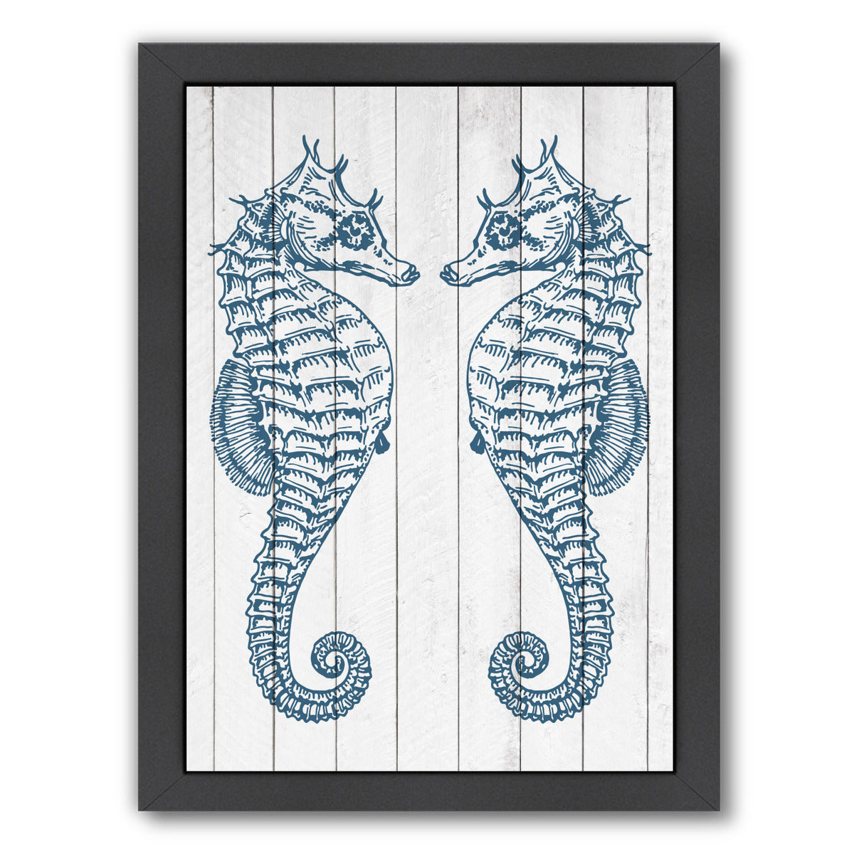 Double Seahorse Wood by Samantha Ranlet Framed Print - Americanflat