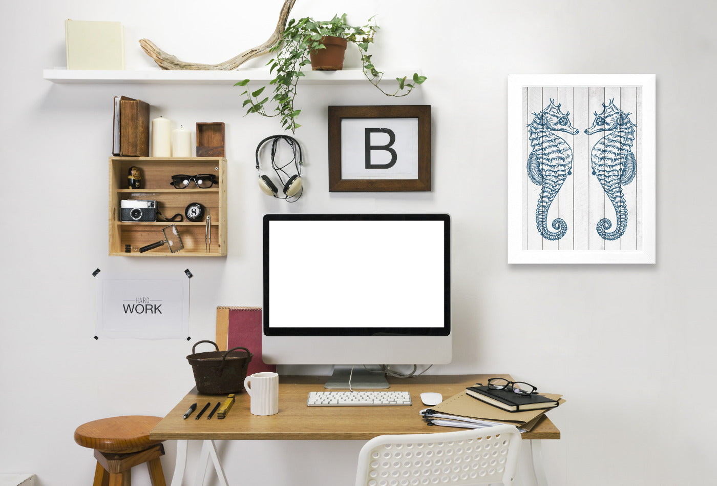 Double Seahorse Wood by Samantha Ranlet Framed Print - Americanflat