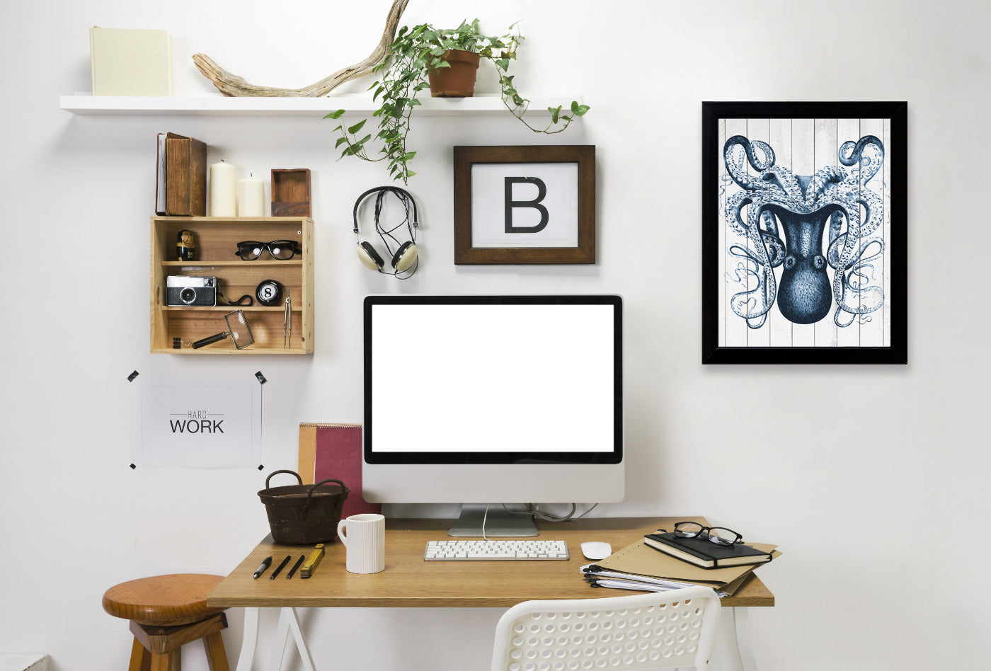 Wood Odd Angle Octopus by Samantha Ranlet Framed Print - Americanflat