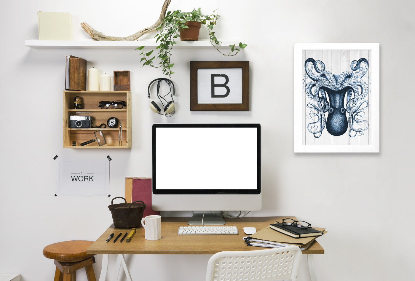 Wood Odd Angle Octopus by Samantha Ranlet Framed Print - Americanflat