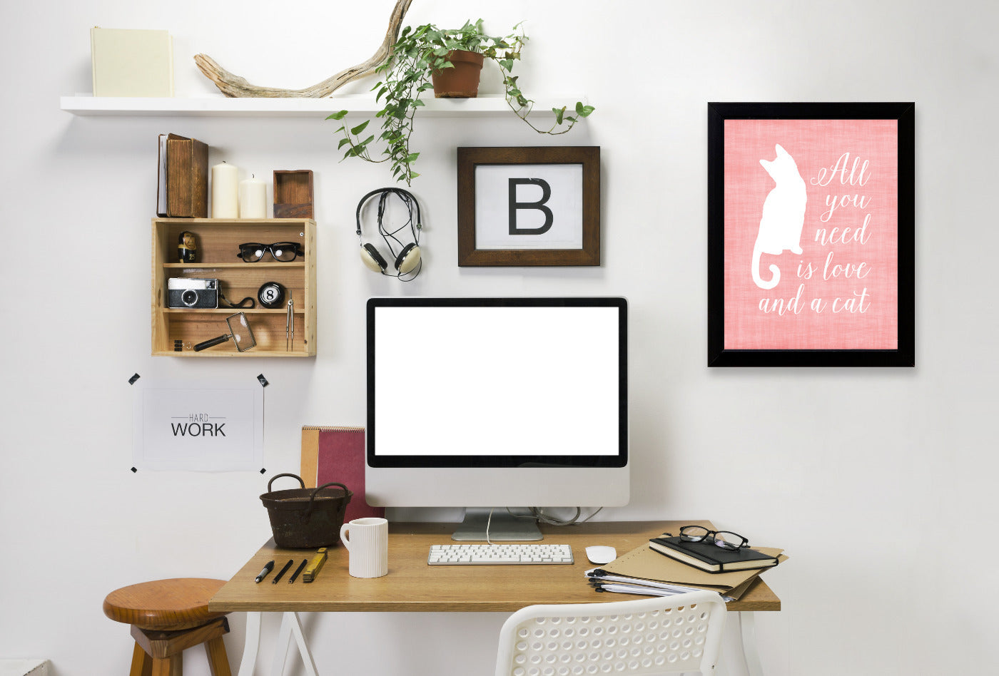 Love & A Cat Linen by Samantha Ranlet Framed Print - Americanflat