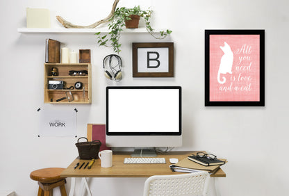 Love & A Cat Linen by Samantha Ranlet Framed Print - Americanflat