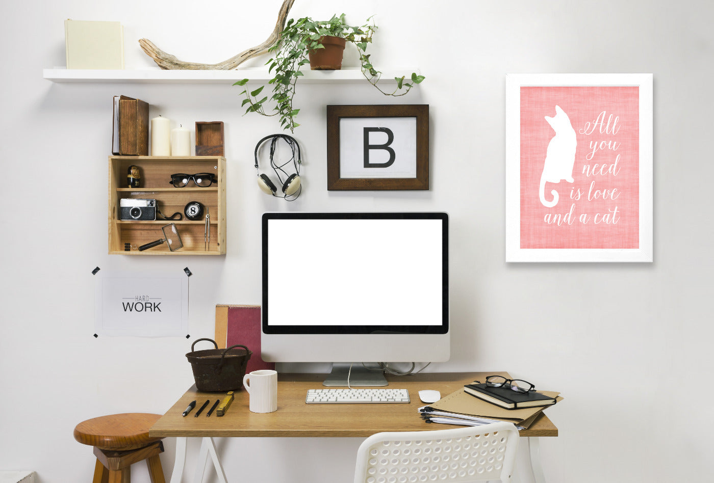 Love & A Cat Linen by Samantha Ranlet Framed Print - Americanflat