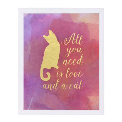 Love And A Cat Watercolor & Gold by Samantha Ranlet Framed Print - Americanflat