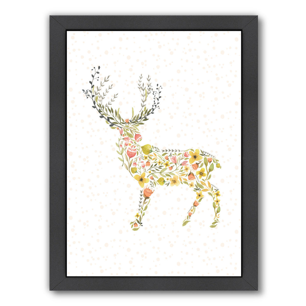 Floral Deer Right by Samantha Ranlet Framed Print - Americanflat