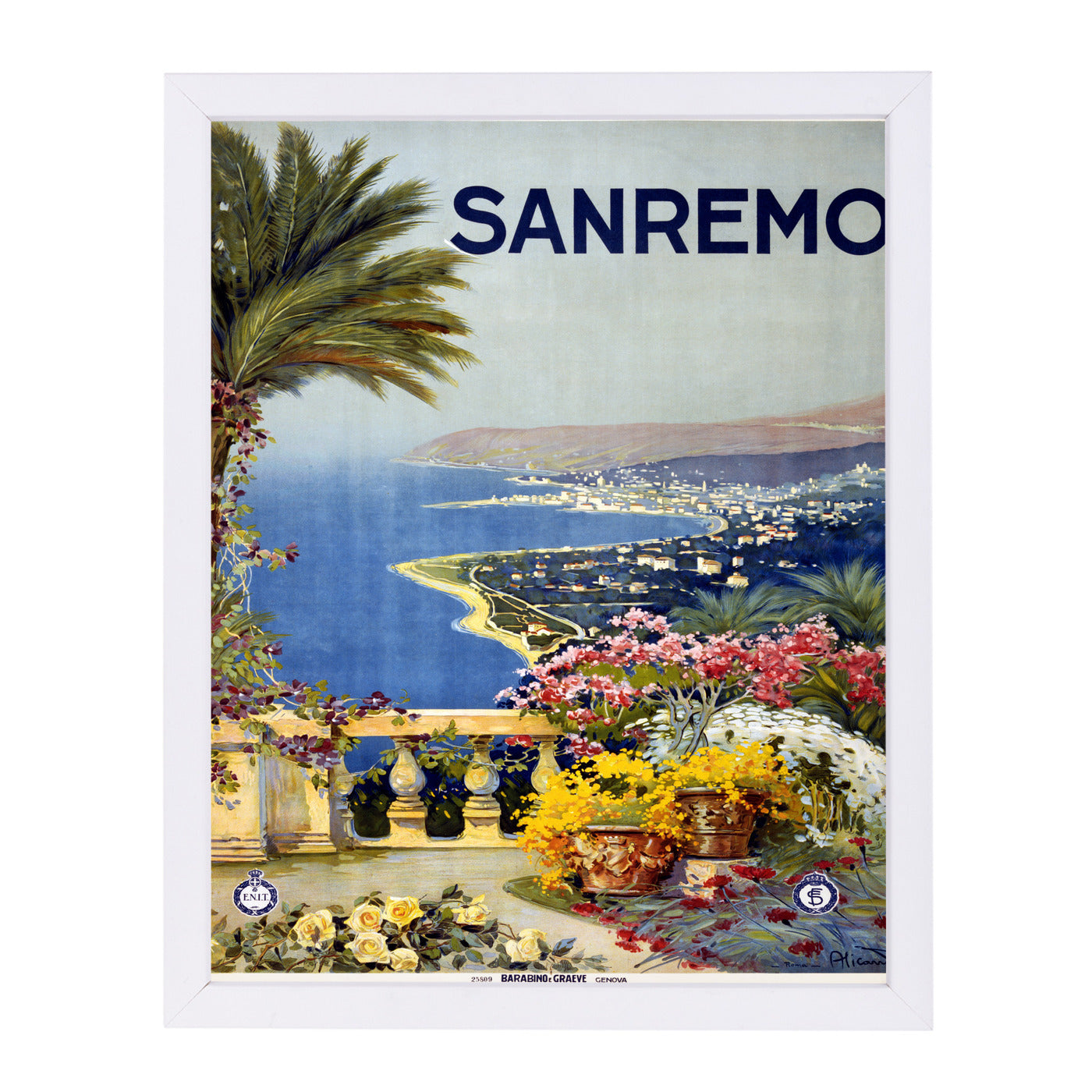 Vintage San Remo Travel Poster by Samantha Ranlet Framed Print - Americanflat