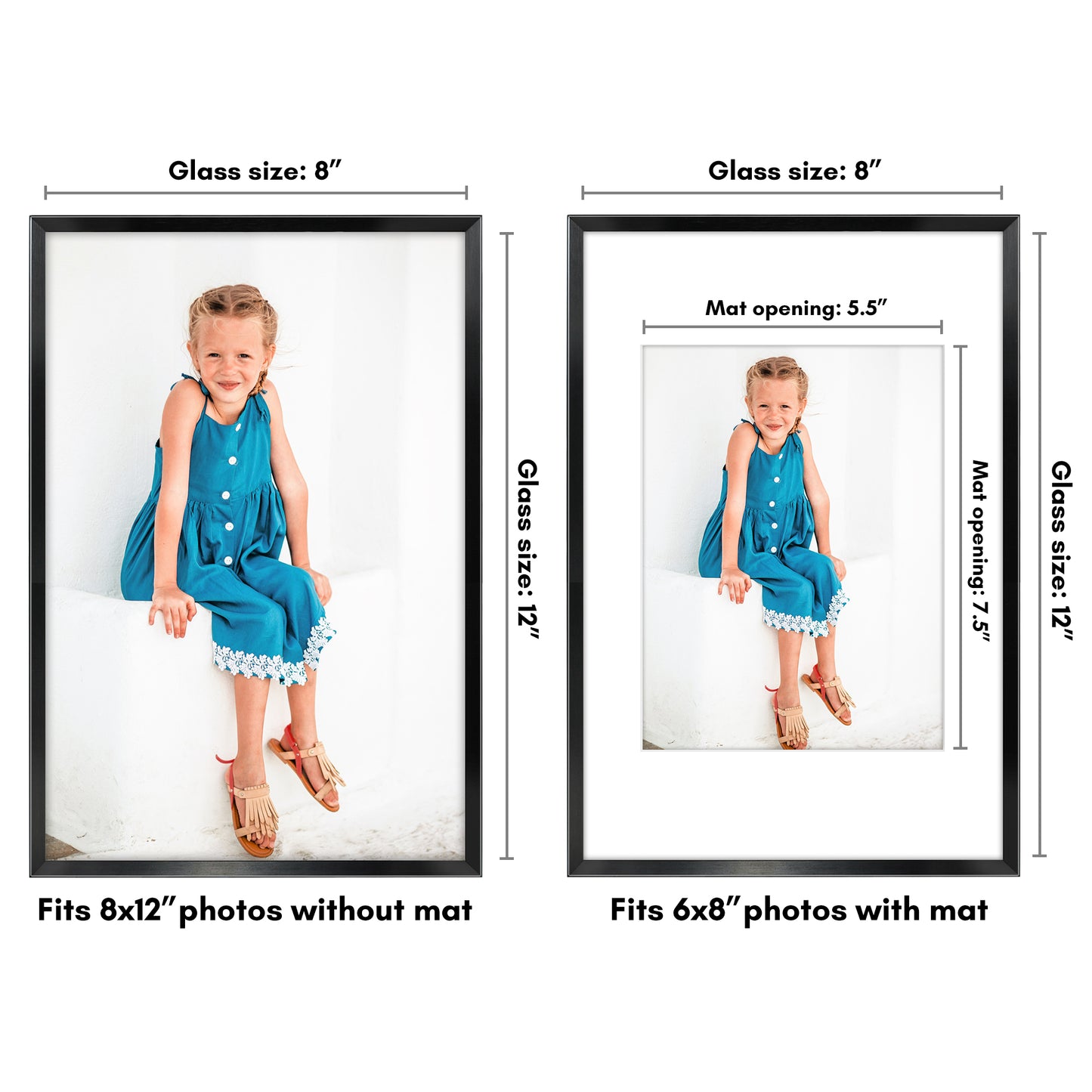 Aluminum Picture Frame with Mat | Choose Size and Color