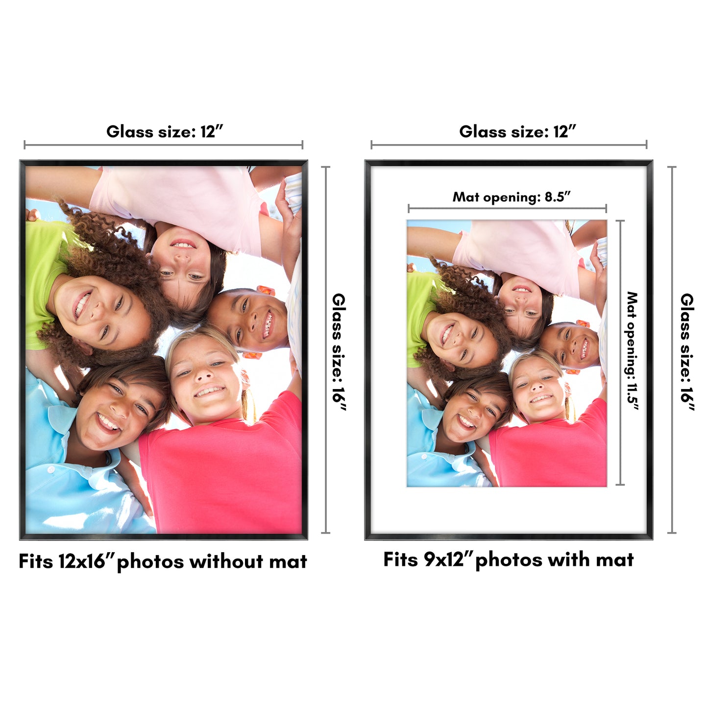 Aluminum Picture Frame with Mat | Choose Size and Color