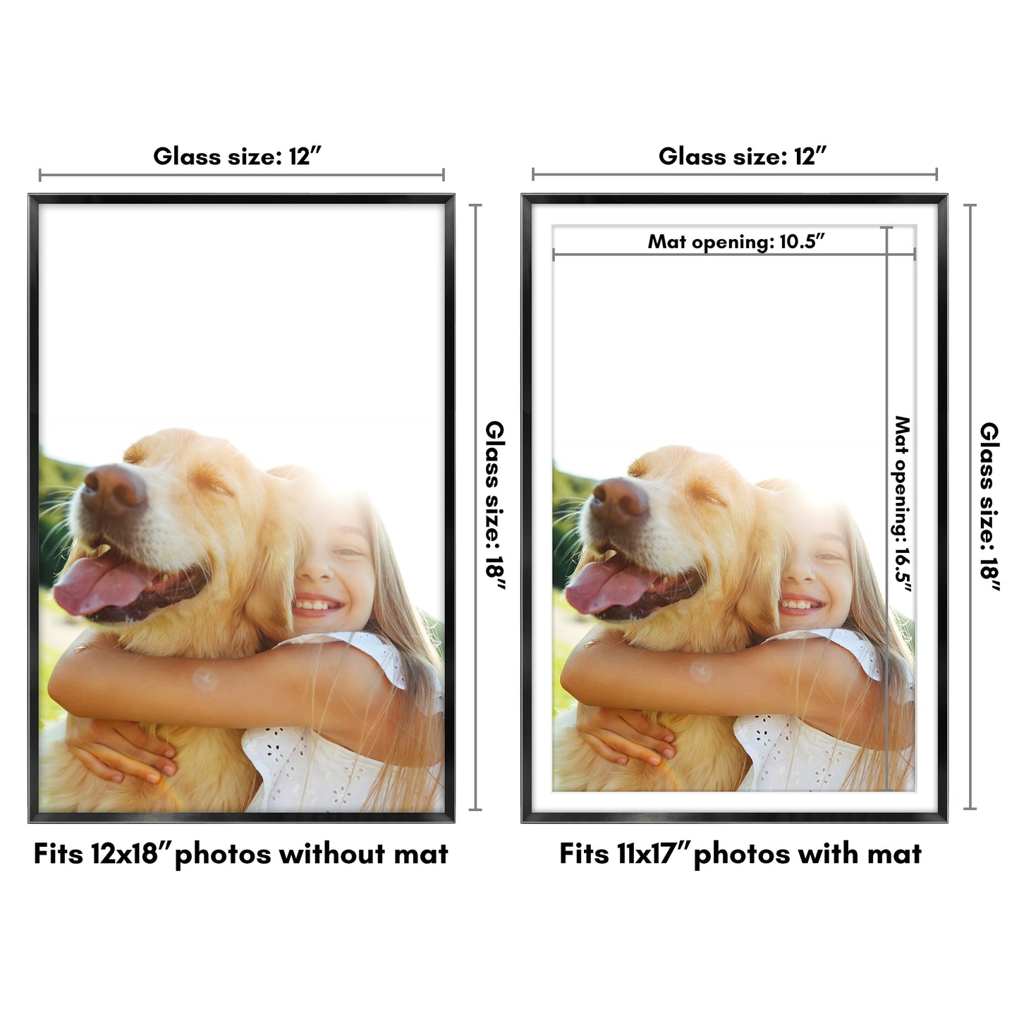 Aluminum Picture Frame with Mat | Choose Size and Color