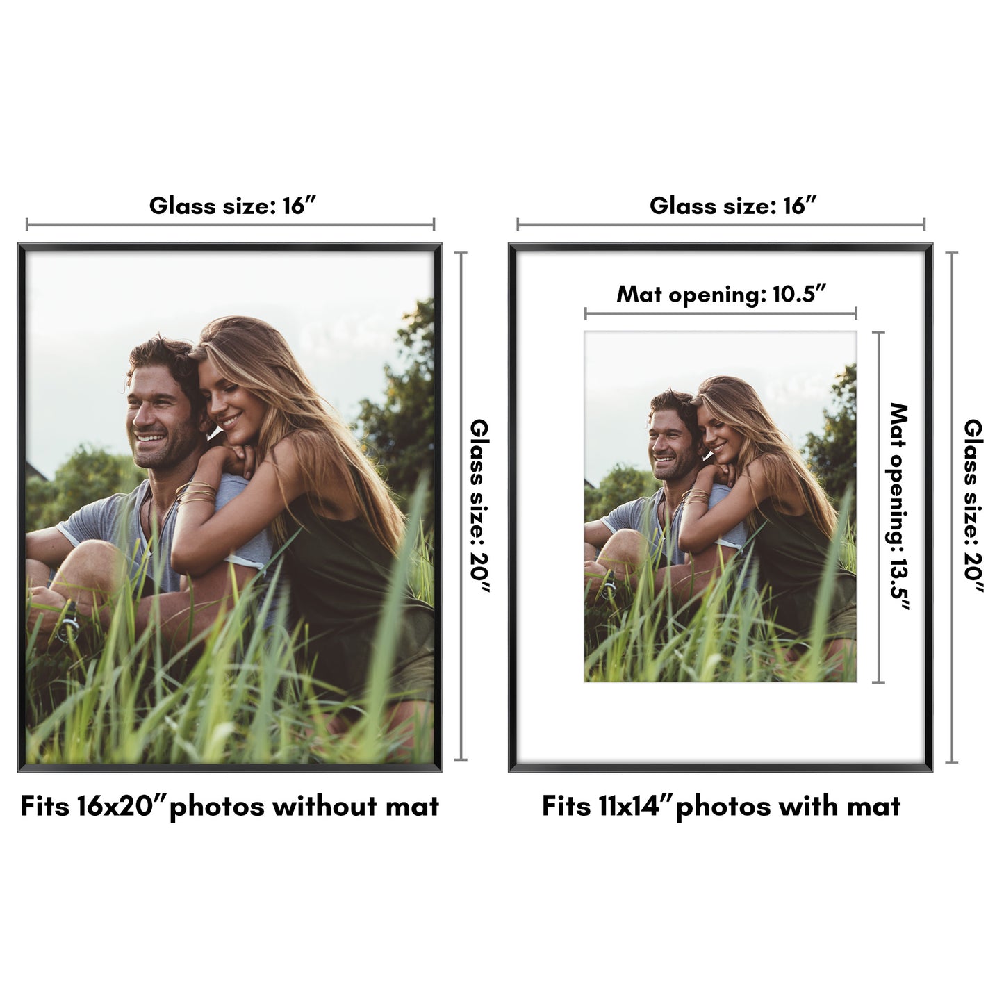 Aluminum Picture Frame with Mat | Choose Size and Color