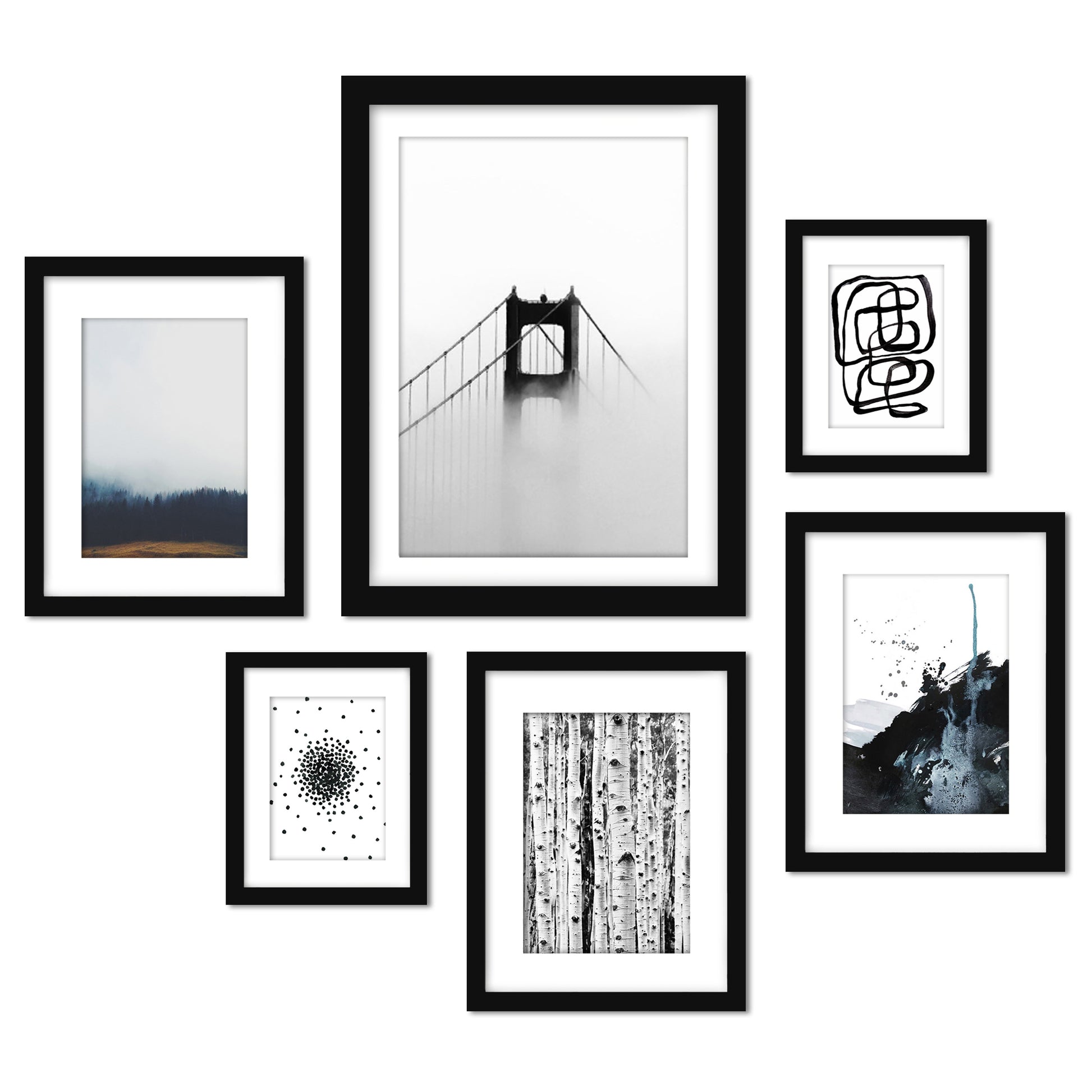 Modern Mist - 6 Piece Framed Gallery Wall Set - Americanflat