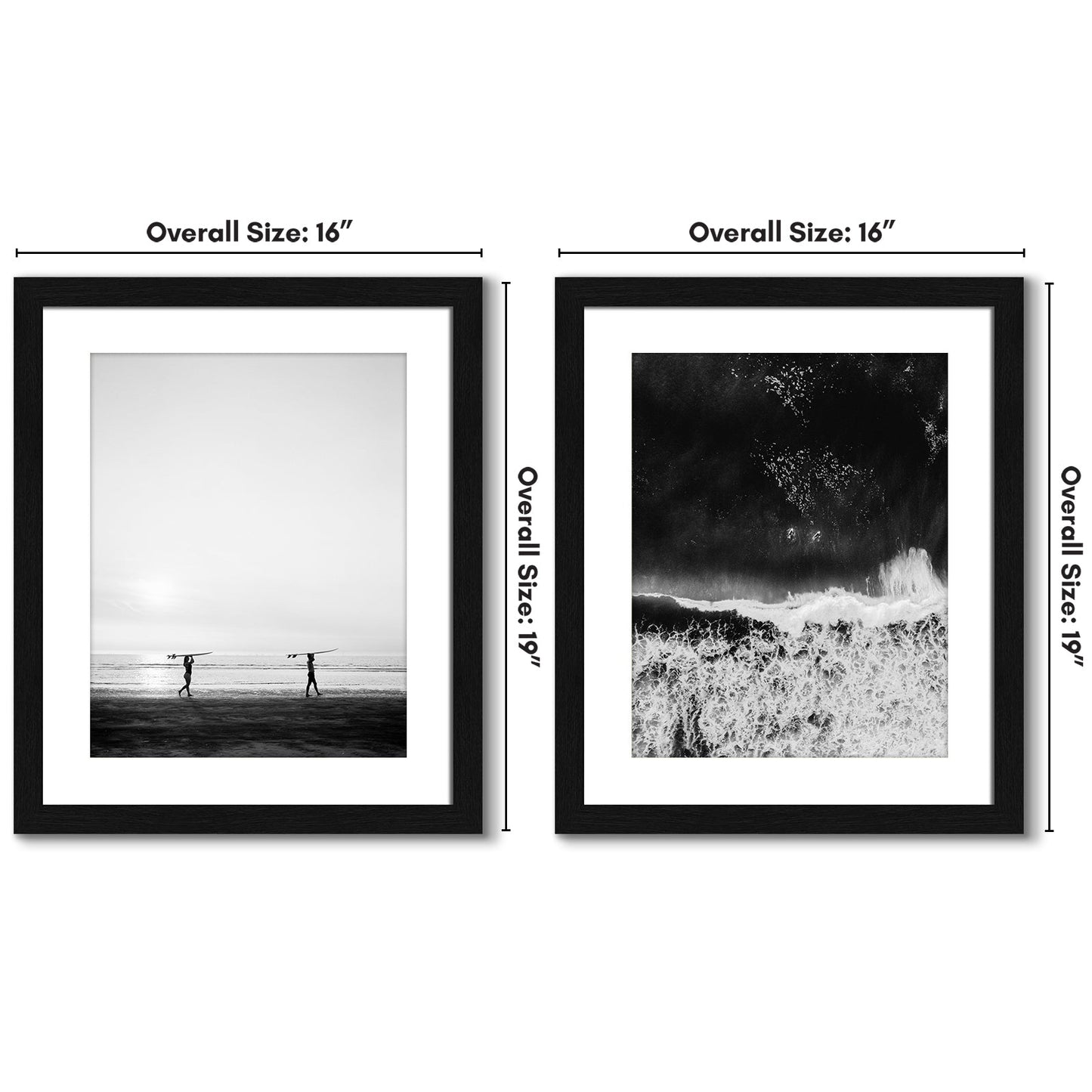 Surfer Girls 14"x 17" Black Framed Print Under Glass - Set of 2