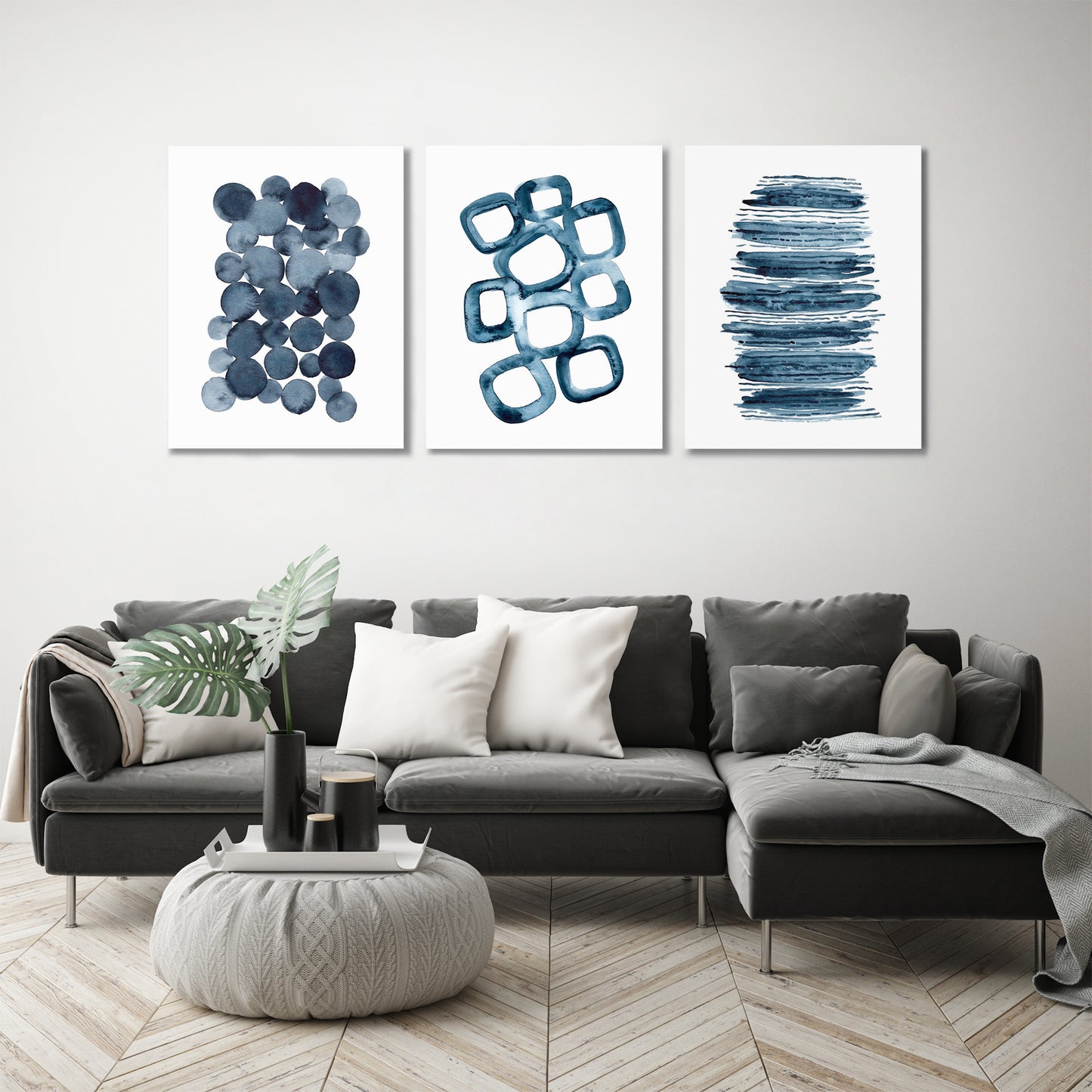 Watercolor Shapes by Lisa Nohren - 3 Piece Canvas Triptych - Americanflat