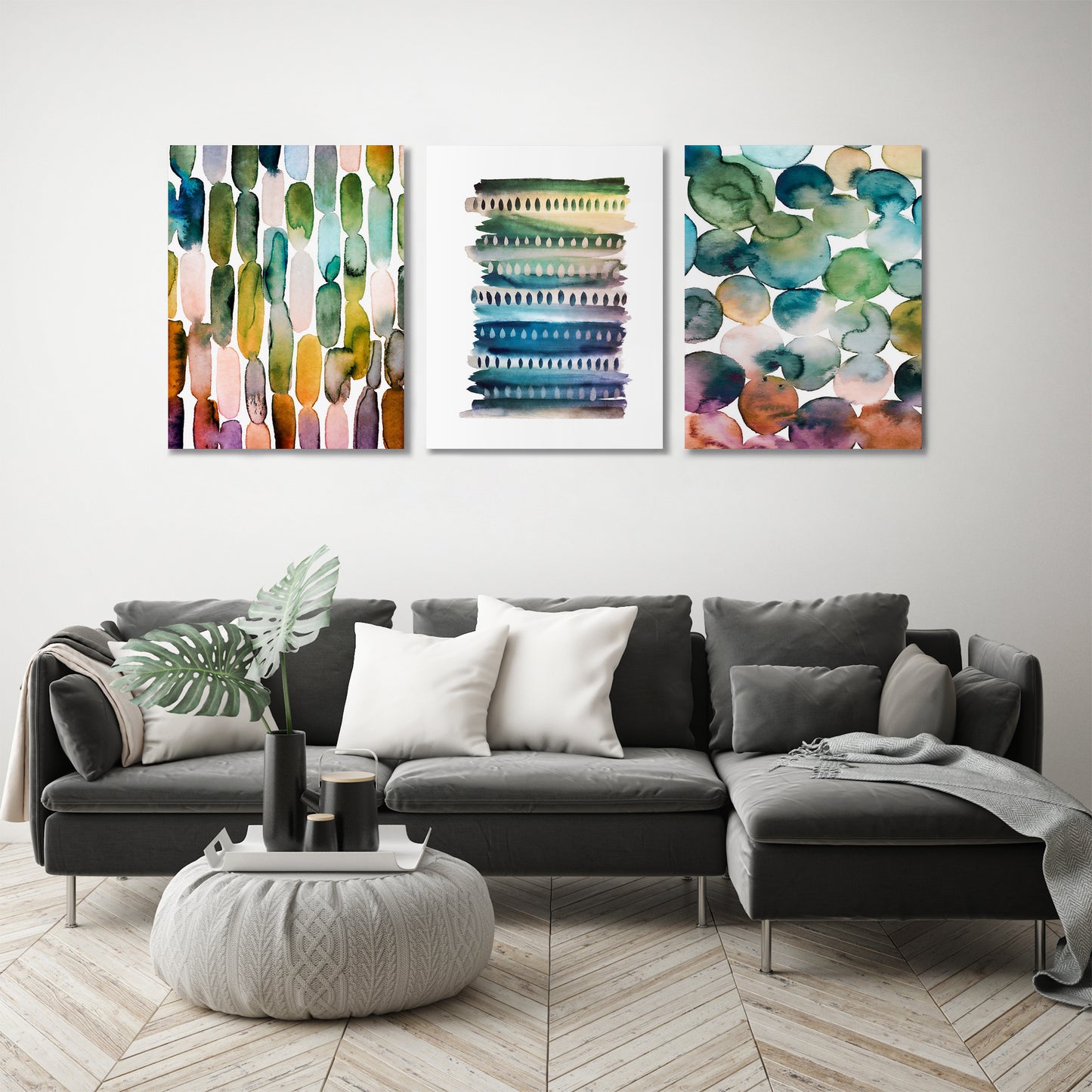 Earth Tone Strokes by Lisa Nohren - 3 Piece Canvas Triptych - Americanflat