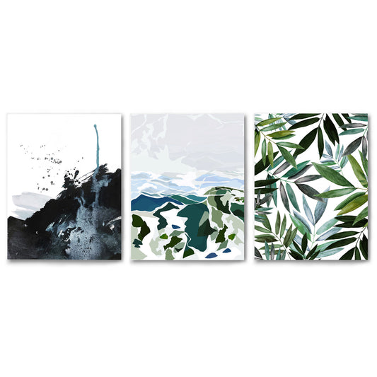  3 Piece Framed Triptych Natural Abstracts by Louise Robinson