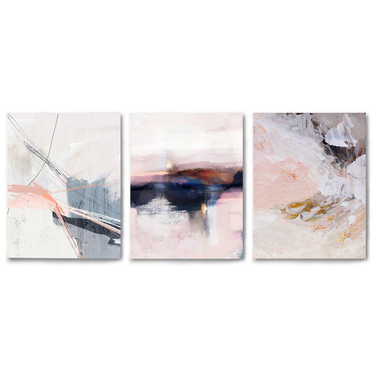  3 Piece Framed Triptych Smoky Blush by Louise Robinson