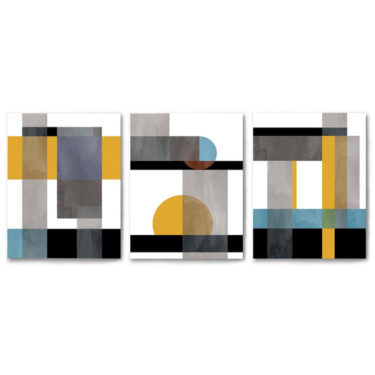  3 Piece Framed Triptych Sharp Shapes by Monica Pop