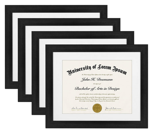 4 Pack - 11x14 Diploma Frame with Removable Mat | Choose Color