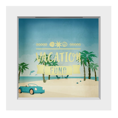 Vacation Fund Shadow Box with Money Slot | White