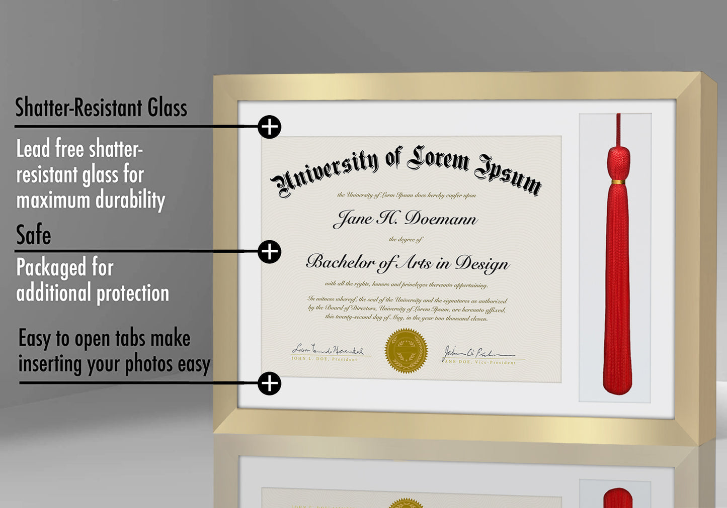 11x16 Graduation Frame | Diploma Frame and Tassel Display Duo