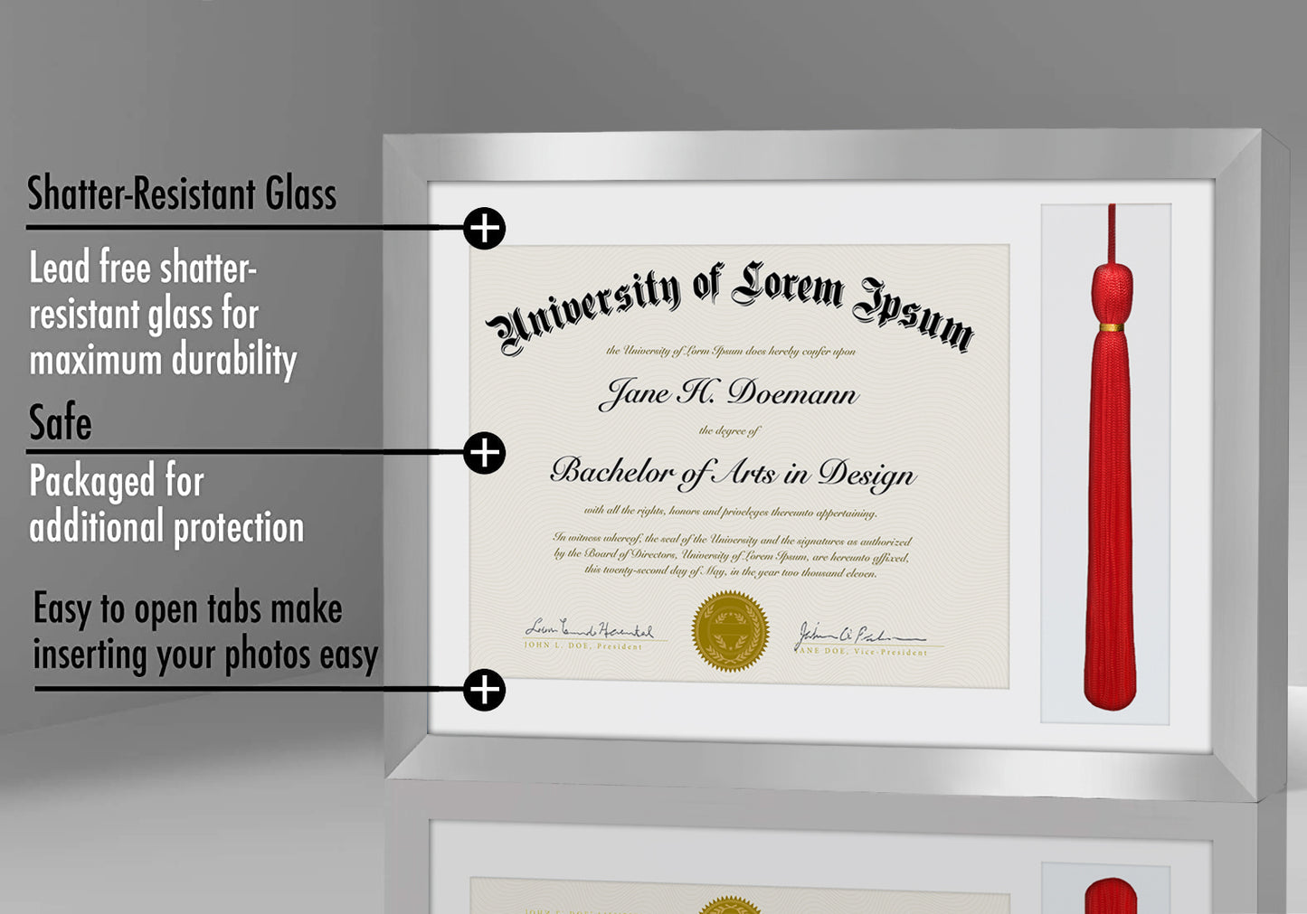 11x16 Graduation Frame | Diploma Frame and Tassel Display Duo
