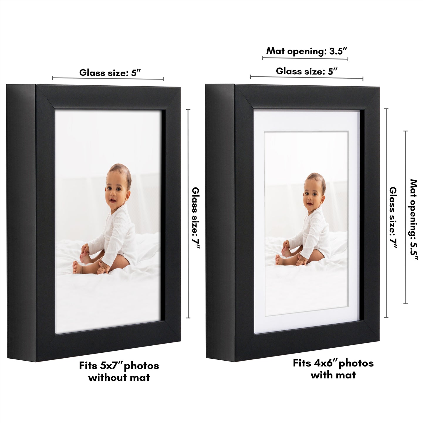 Deep Molding Picture Frame with Mat | Choose Size and Color