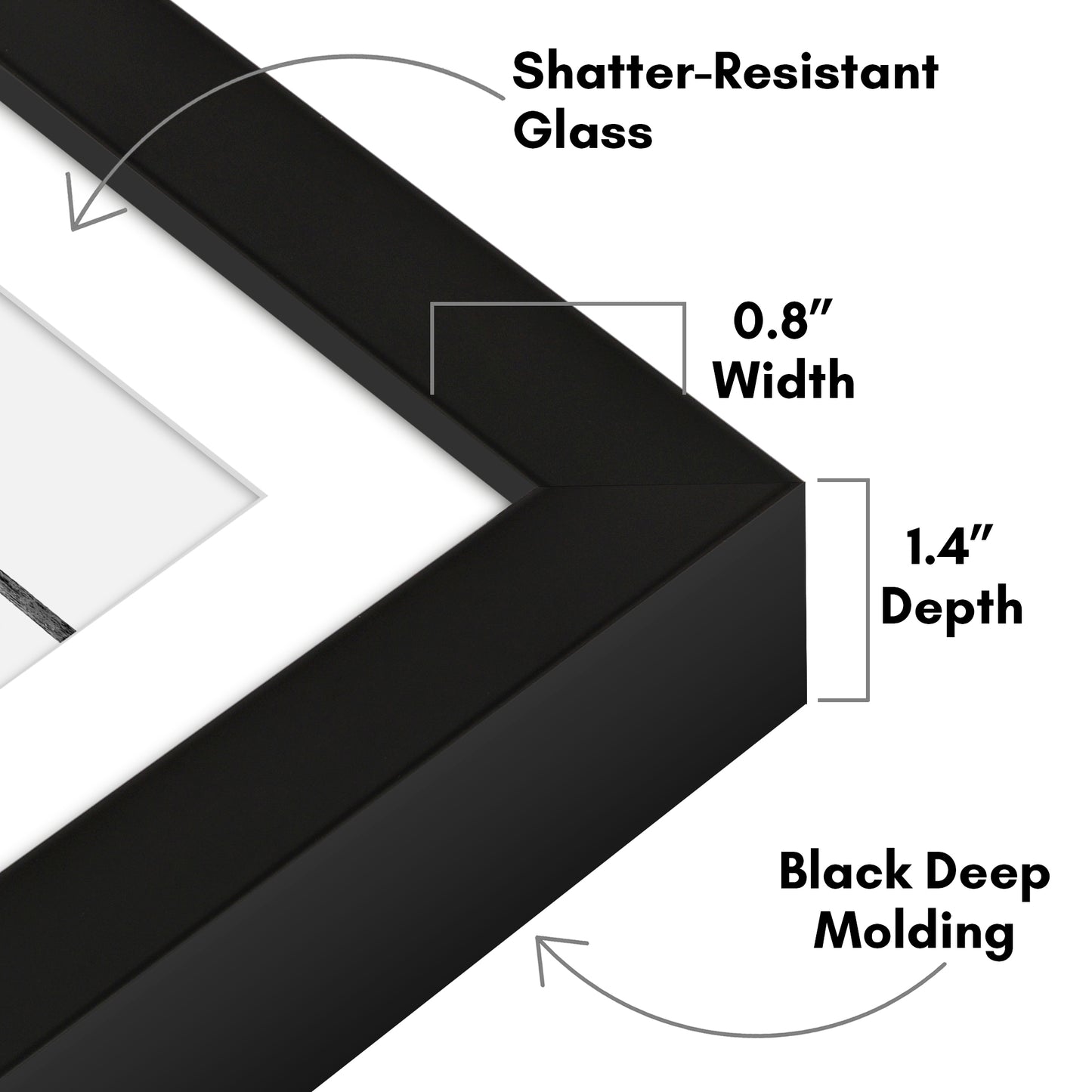 Deep Molding Picture Frame with Mat | Choose Size and Color